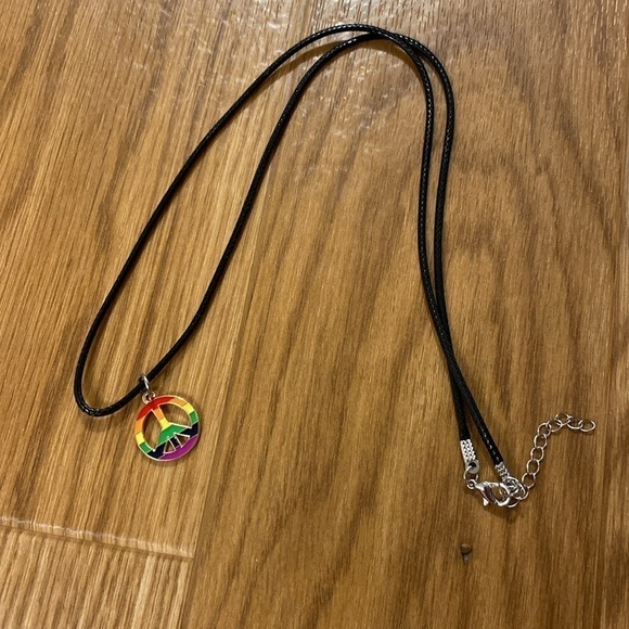 Peace Sign Rainbow  Pendant Black Necklace / Bracelet (Adjustable) - Picture 3 of 8